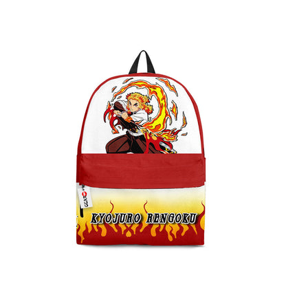 Demon Slayer Backpack Kyoujuro Rengoku In Action Fire Pattern Backpacks Red