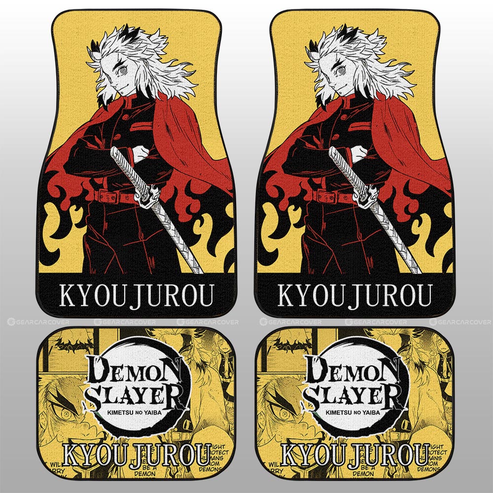 Demon Slayer Car Mats Kyoujuro Rengoku Demon Slayer Manga Pattern Car ...