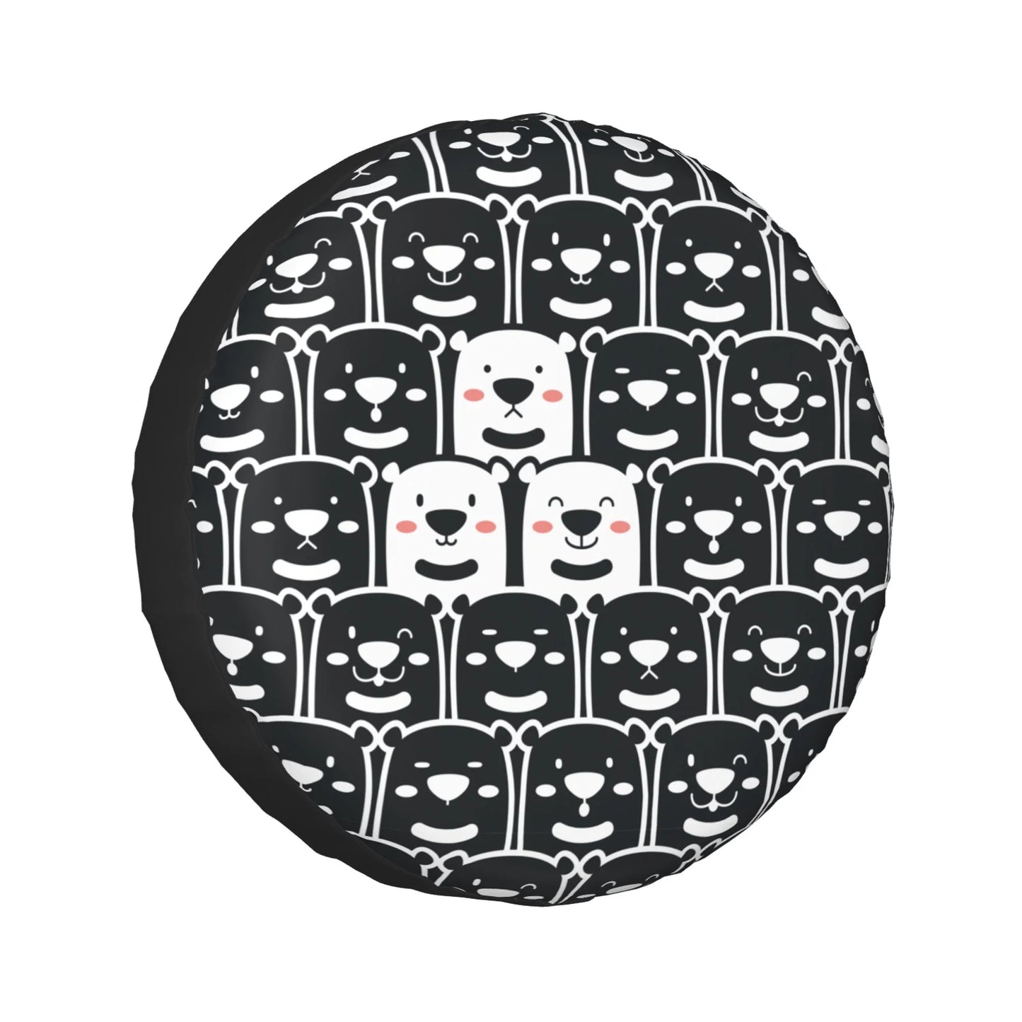 Bear Spare Tire Cover Cute Polar Bear Doodle Pattern Tire Covers Black White