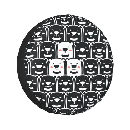 Bear Spare Tire Cover Cute Polar Bear Doodle Pattern Tire Covers Black White