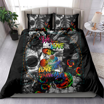 LGBT Bedding Set We Are Born Of Love Love Is Our Mother Duvet Covers Black Unique Gift