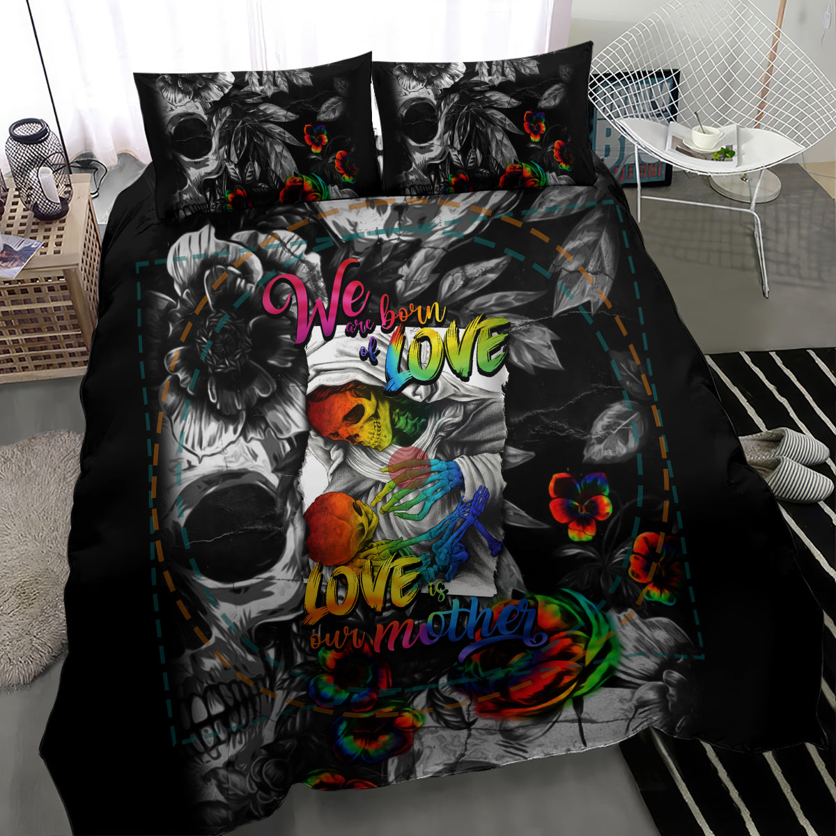 LGBT Bedding Set We Are Born Of Love Love Is Our Mother Duvet Covers Black Unique Gift