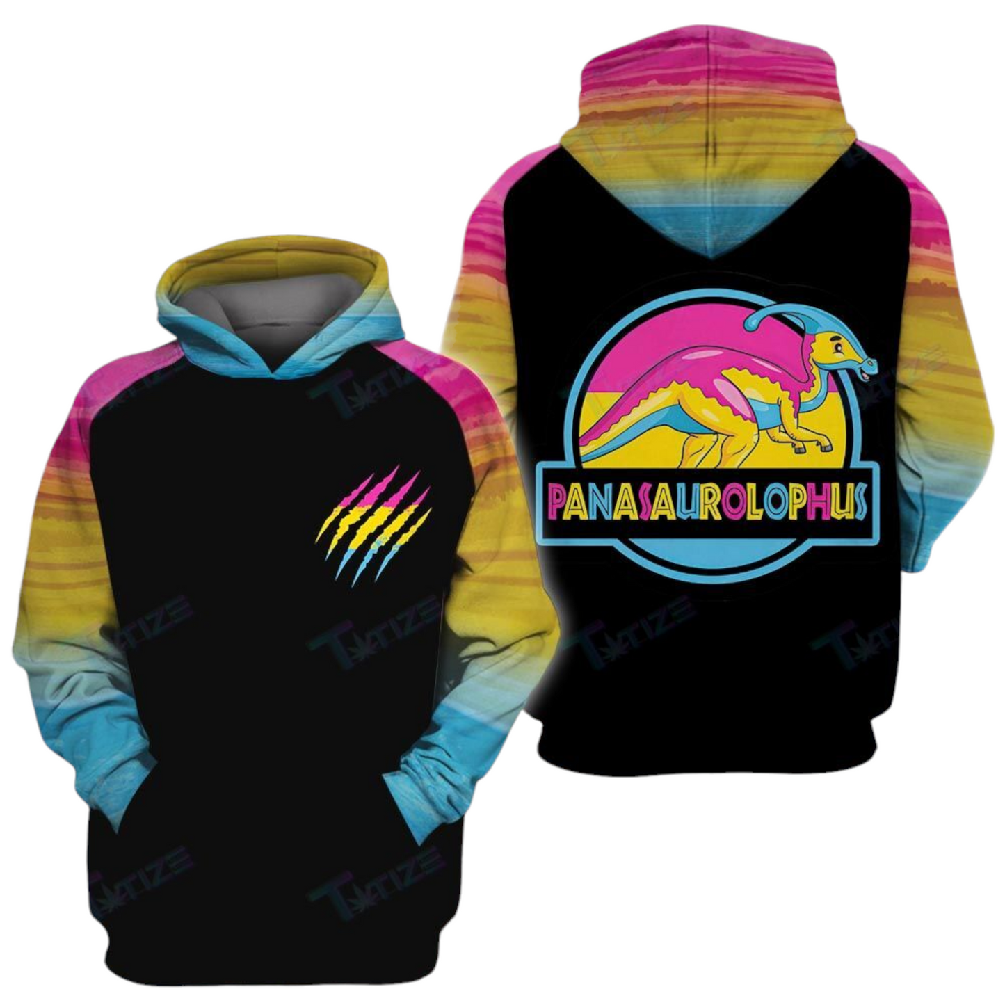 LGBT Hoodie Dinosaur Pansexual Panasaulophus Hoodie Colorful Unisex