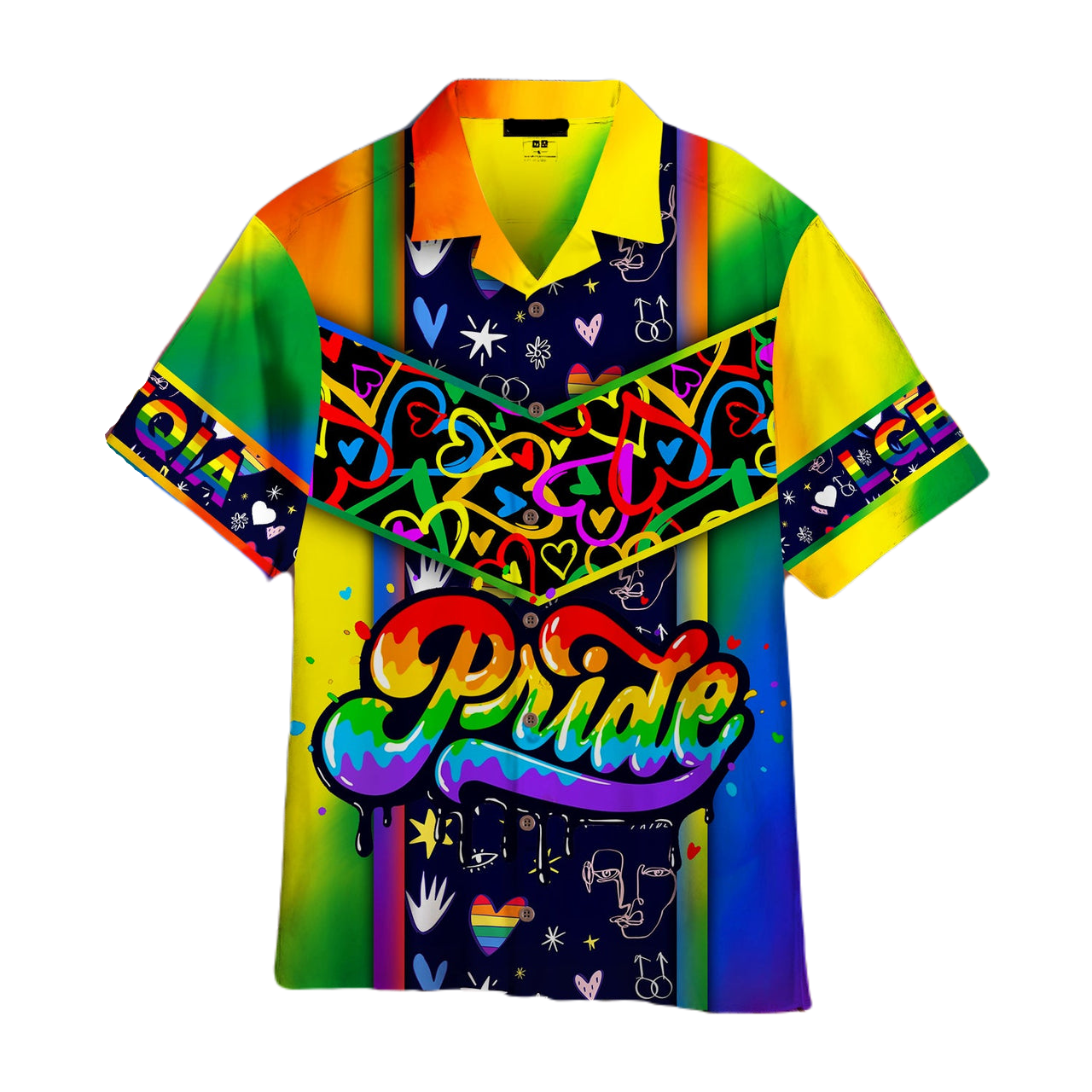 LGBT Hawaii Shirt LGBTQ Pride Heart Pattern Hawaiian Shirt Colorful Unisex