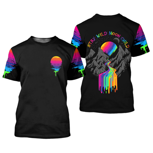 LGBT T-shirt LGBT Stay Wild Moon Child T-shirt Black Unisex