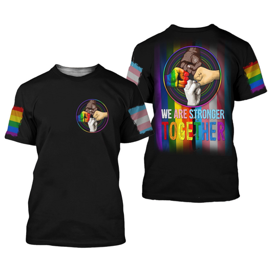 LGBT T-shirt LGBT We Are Stronger Together T-shirt Black Unisex