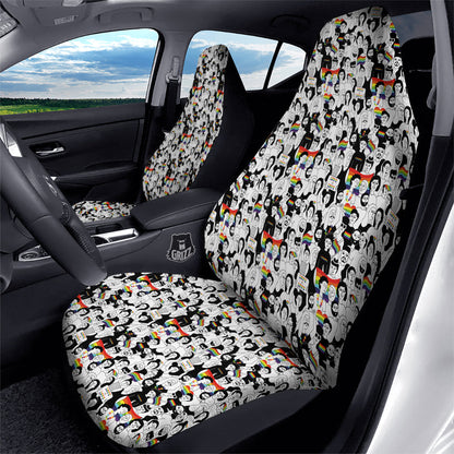 LGBT Car Seat Covers LGBT Pride Parade Doodle Pattern Seat Covers White