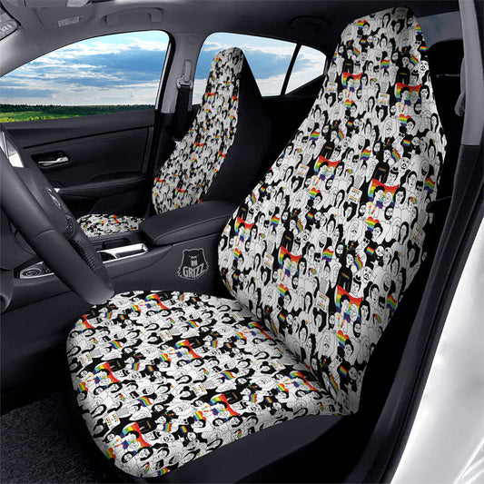 LGBT Car Seat Covers LGBT Pride Parade Doodle Pattern Seat Covers White