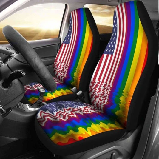 LGBT Car Seat Covers LGBT Rainbow American Flag Seat Covers Colorful