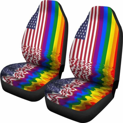 LGBT Car Seat Covers LGBT Rainbow American Flag Seat Covers Colorful