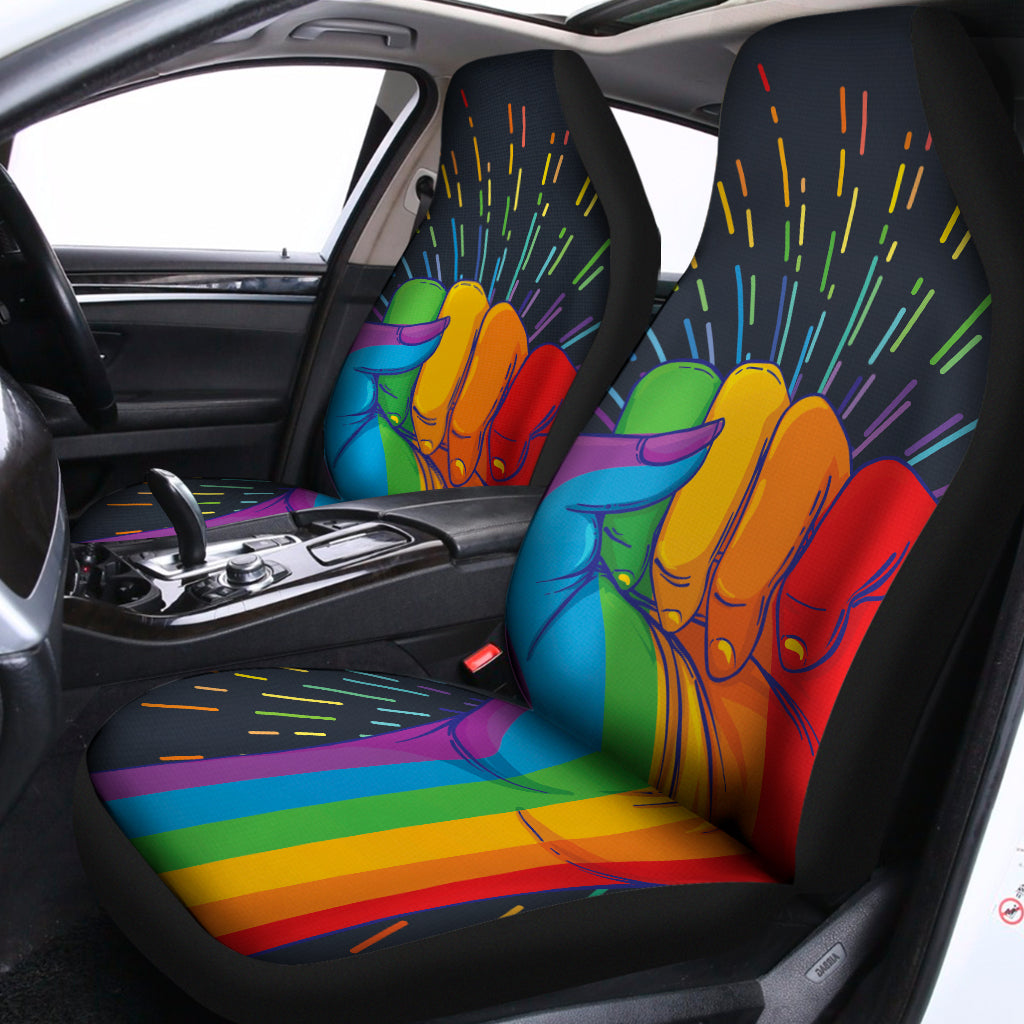 LGBT Car Seat Covers LGBT Pride Rainbow Hand Seat Covers Colorful