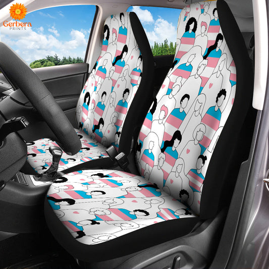 LGBT Car Seat Covers LGBT Transgender Crowd Pattern Seat Covers White Pink