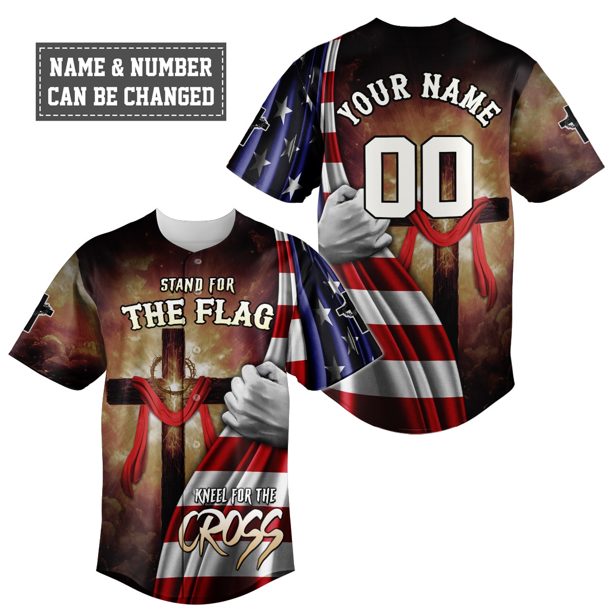 Stand for the Flag Kneel for the Cross Baseball Jersey Bundle