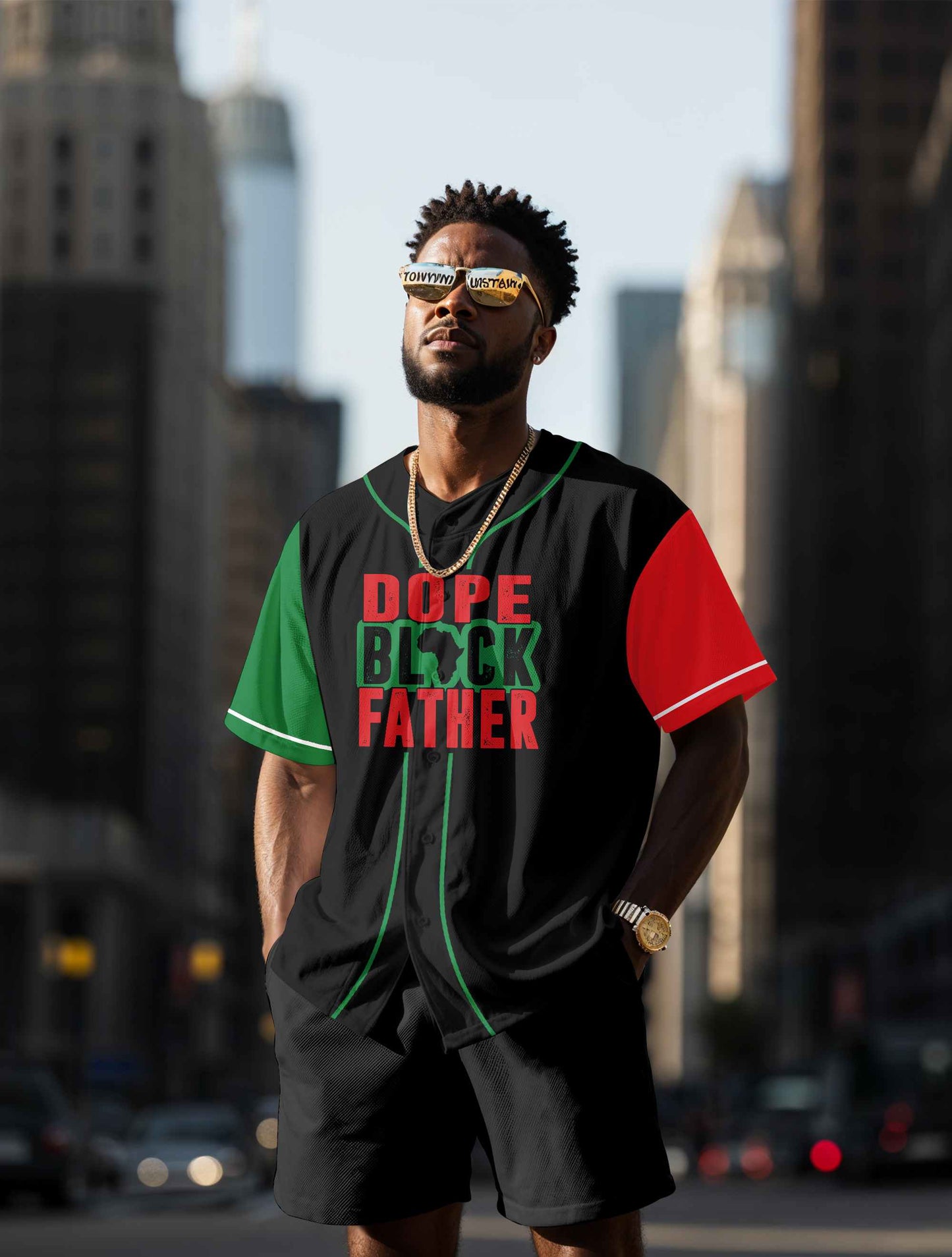 Dope Black Father - African American Baseball Jersey - Gift for Black Dad, Grandpa, Husband