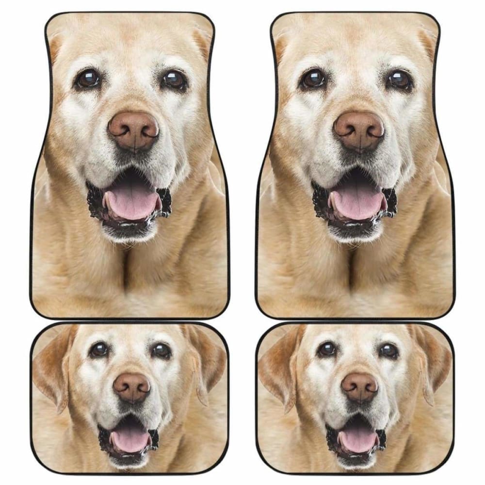 Dog Car Floor Mats Cute Funny Close Up Face Labrador Dog Yellow Car Mats
