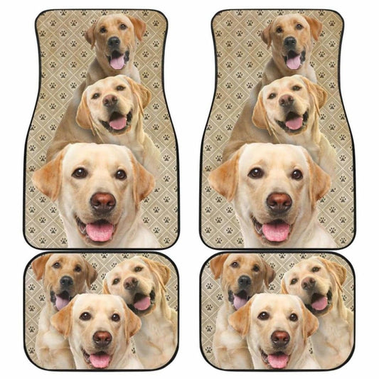 Dog Car Floor Mats Funny Labrador Dog In Group Pawprint Pattern Car Mats