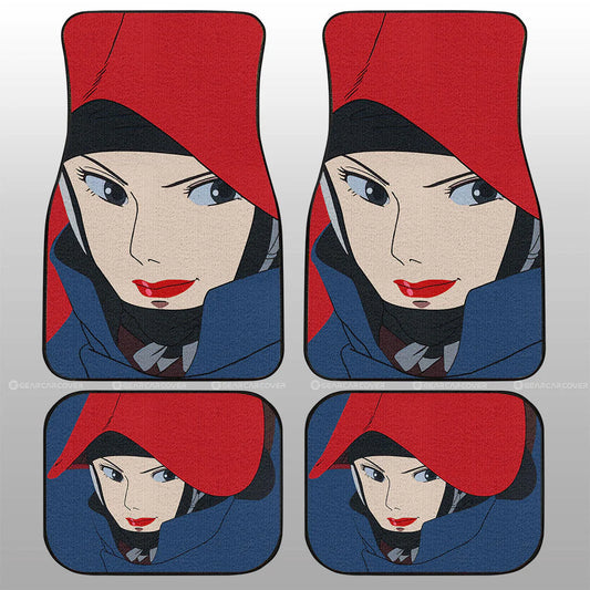 SGhibli Car Mats SGhibli Princess Mononoke Lady Eboshi Face Graphic Car Floor Mats Red Blue