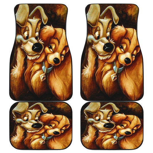 Dog Car Floor Mats Lady And Tramp Funny Couple Dogs Graphic Car Mats
