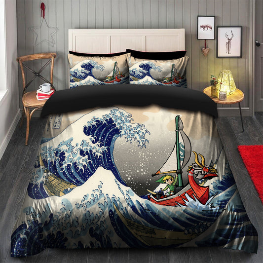 The Legend Of Zelda Bedding Set Legend Of Zelda The Great Wave Japan Duvet Covers Colorful Unique Gift