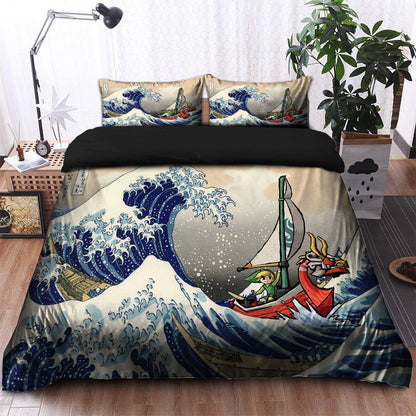 The Legend Of Zelda Bedding Set Legend Of Zelda The Great Wave Japan Duvet Covers Colorful Unique Gift