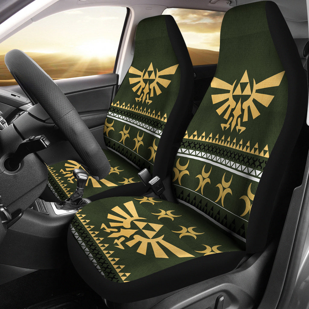 The Legend Of Zelda Car Seat Covers Legend Of Zelda The Royal Crest Pattern Seat Covers Green Yellow