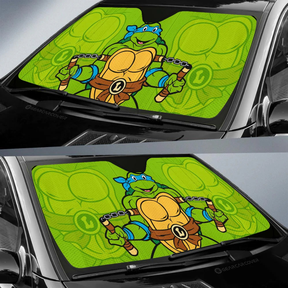 TMNT Car Sun Shade Ninja Turtles Leonardo Graphic Winshield Sun Shade Green Blue