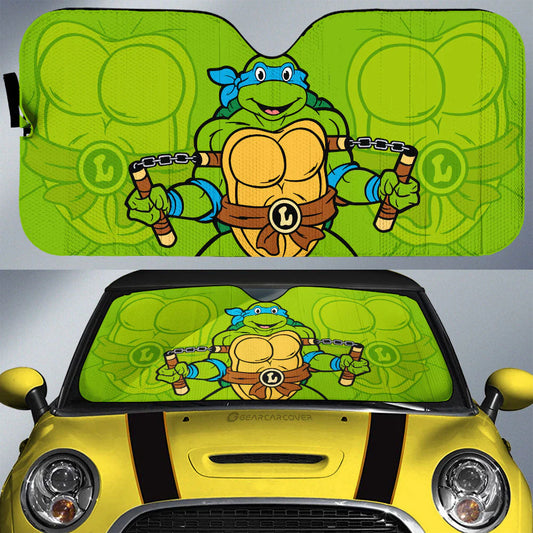 TMNT Car Sun Shade Ninja Turtles Leonardo Graphic Winshield Sun Shade Green Blue