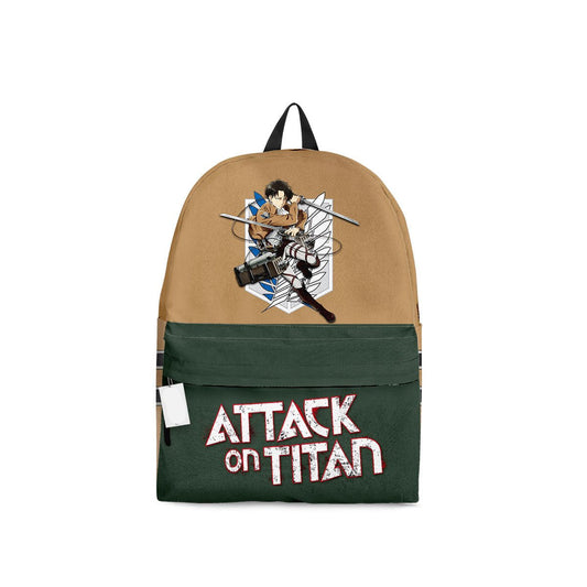 Attack On Titan Backpack Attack On Titan Levi Ackerman Graphic Backpacks Brown Green