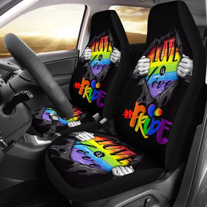 LGBT Car Seat Covers LGBT Pride Love Is Love Seat Covers Gray