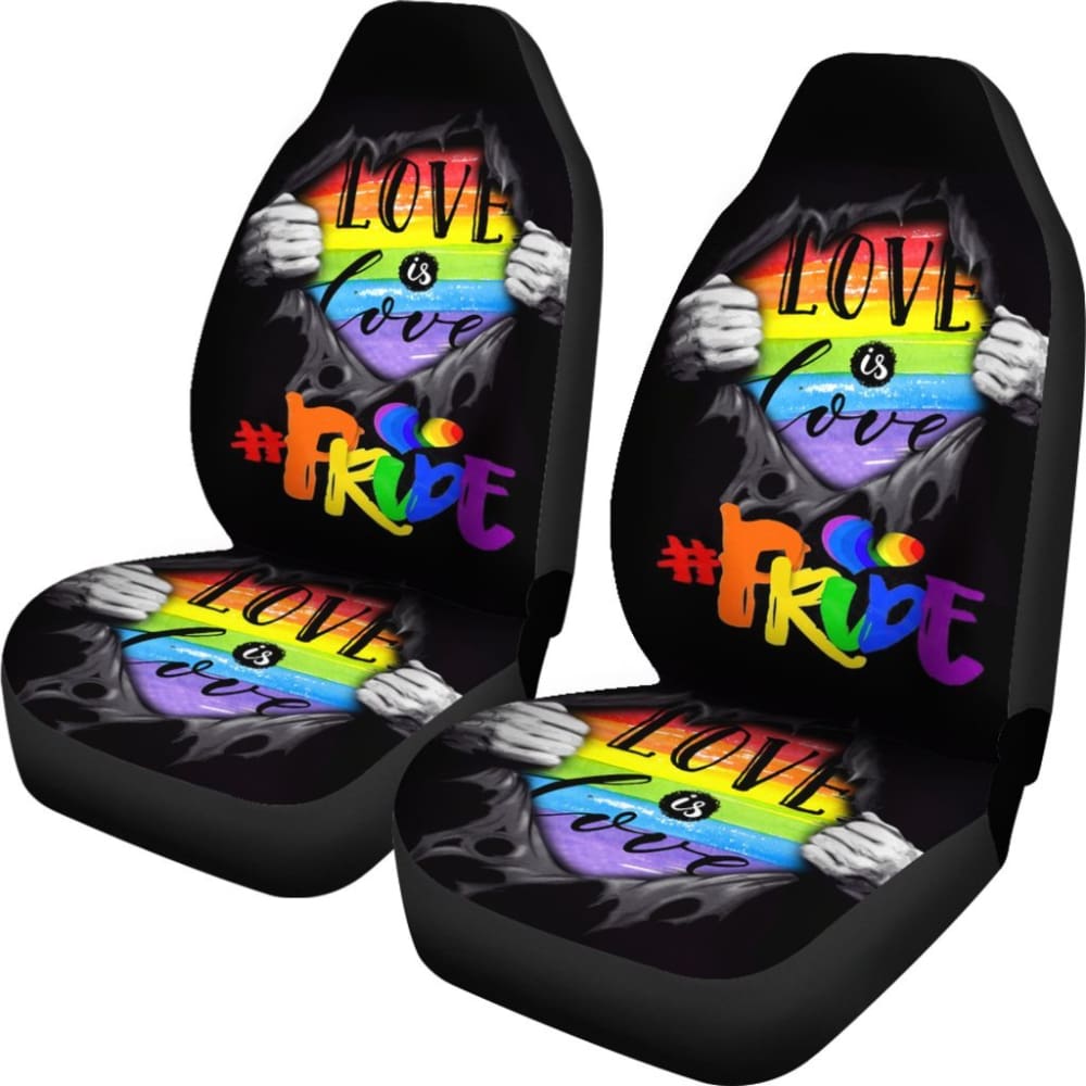 LGBT Car Seat Covers LGBT Pride Love Is Love Seat Covers Gray