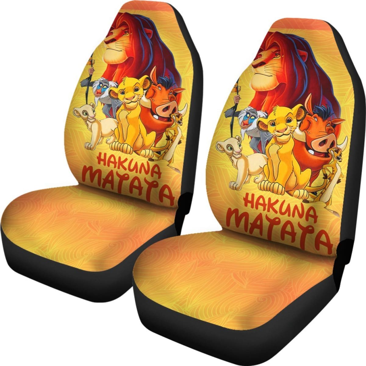 LK Car Seat Covers LK Characters Graphic Hakunamatata Seat Covers Yellow