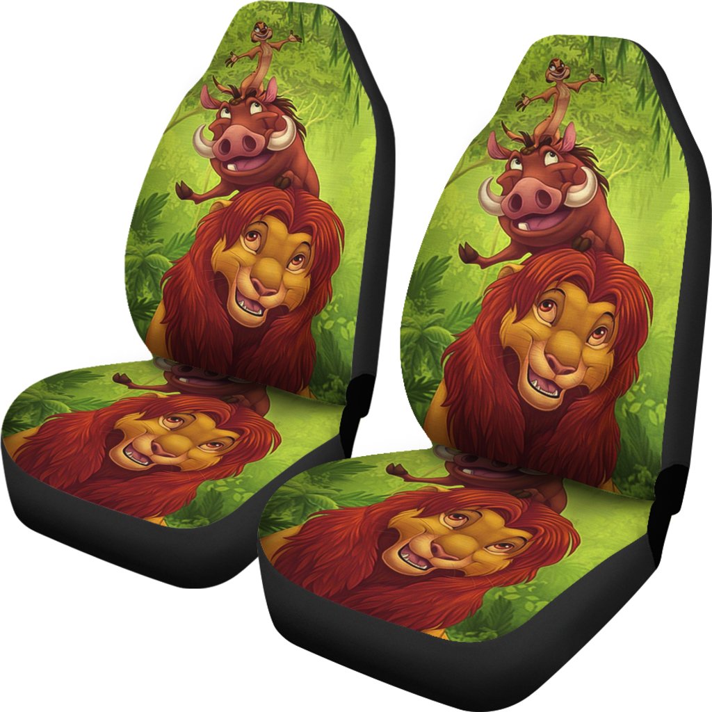 LK Car Seat Covers LK Friends Timon Pumba Seat Covers Green Brown