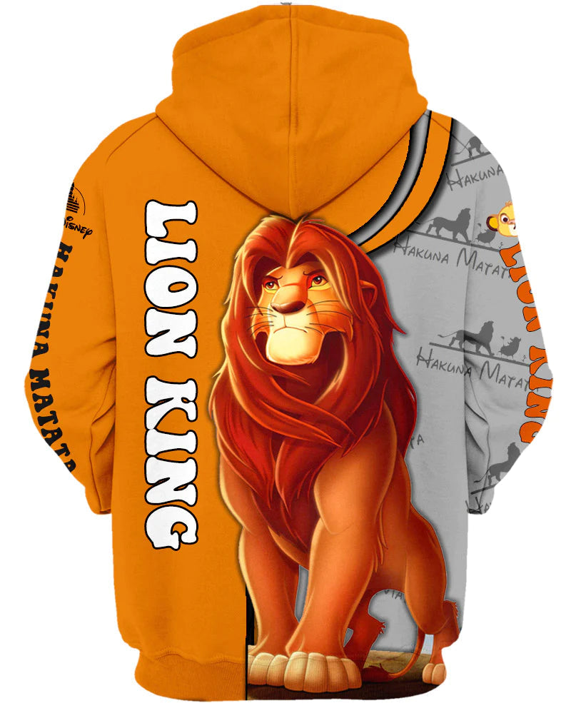 LK Hoodie DN LK Simba Hakuna Matata Pattern Hoodie Gray Orange Unisex