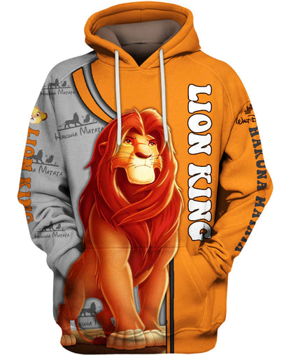 LK Hoodie DN LK Simba Hakuna Matata Pattern Hoodie Gray Orange Unisex