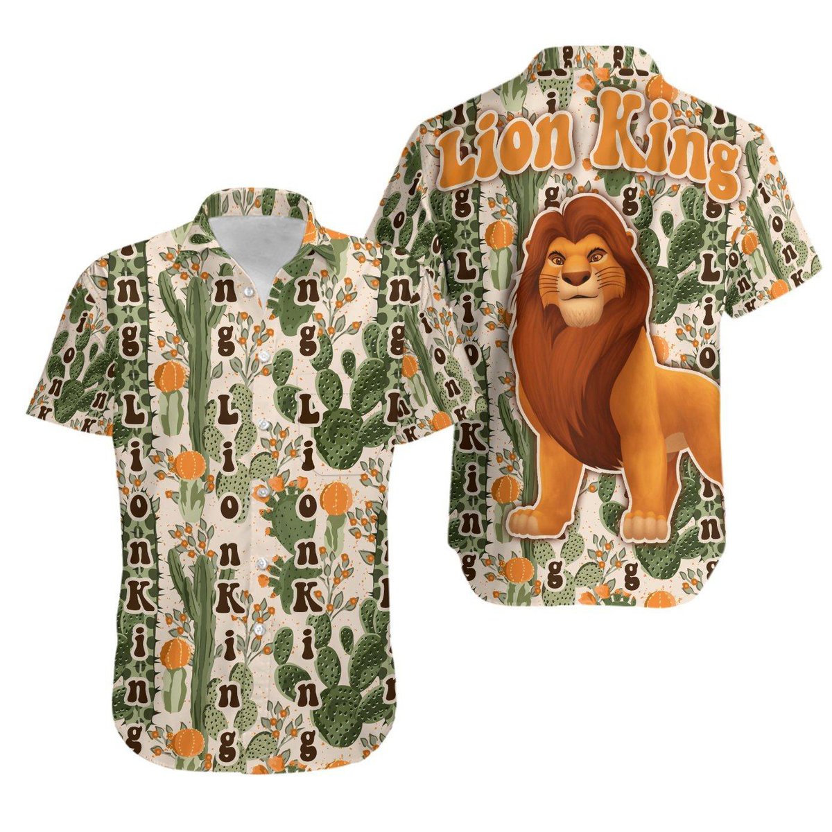 LK Hawaii Shirt DN Simba LK Cactus Pattern Hawaiian Shirt Green Unisex