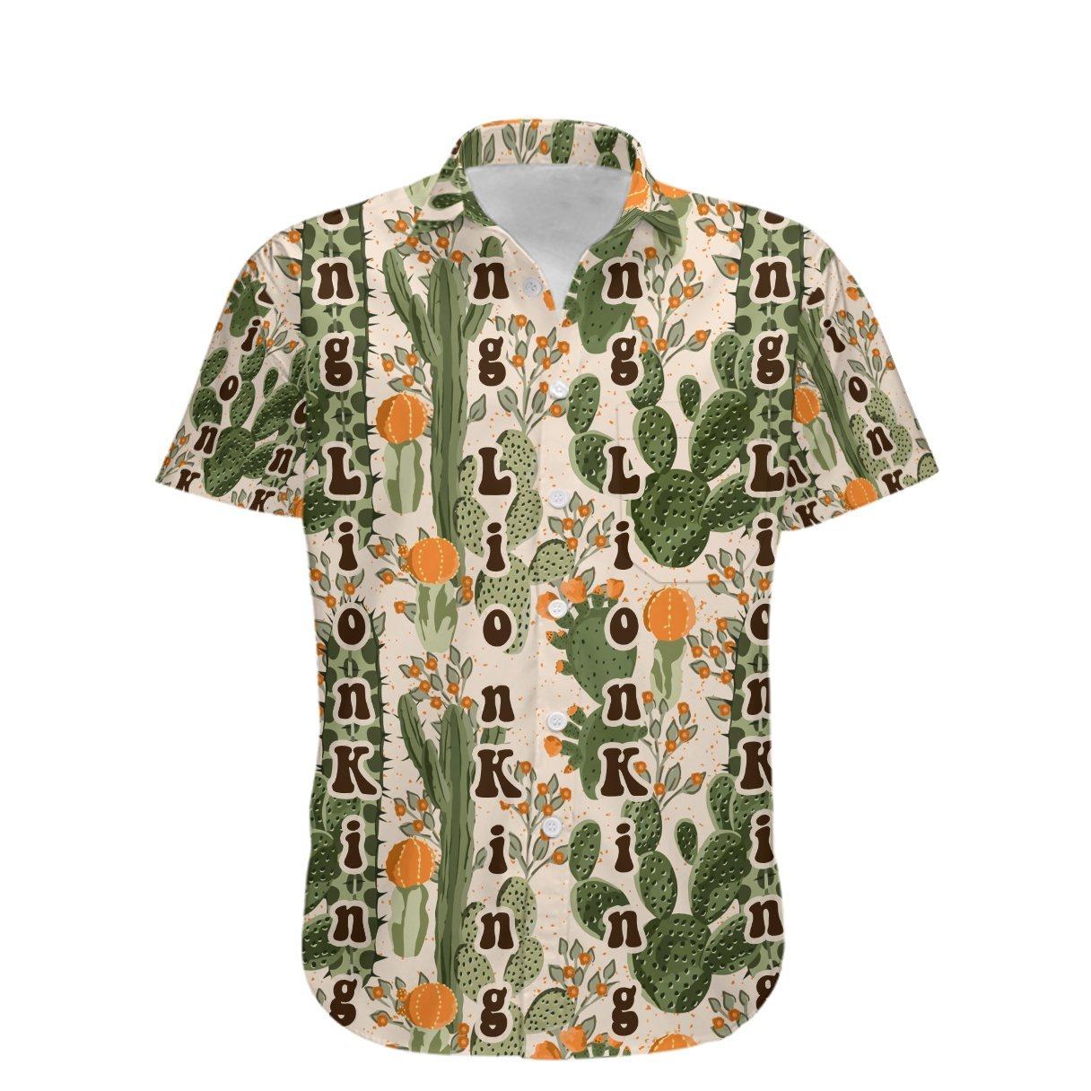 LK Hawaii Shirt DN Simba LK Cactus Pattern Hawaiian Shirt Green Unisex