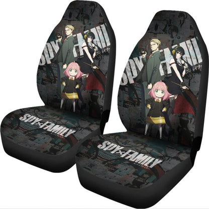 Spy X Family Car Seat Covers Loid Yor And Anya Forger Fight Seat Covers Black