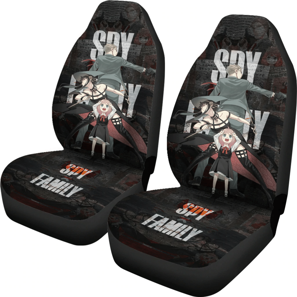 Spy X Family Car Seat Covers Loid Yor And Anya Forger Family Seat Covers Black