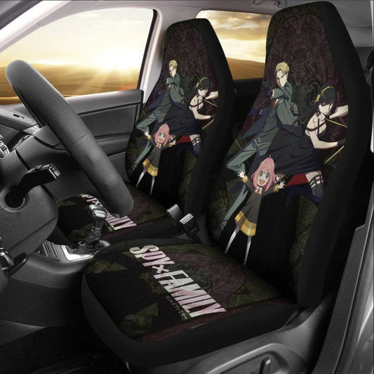 Spy X Family Car Seat Covers Loid Yor And Anya Forger Fight Seat Covers Black