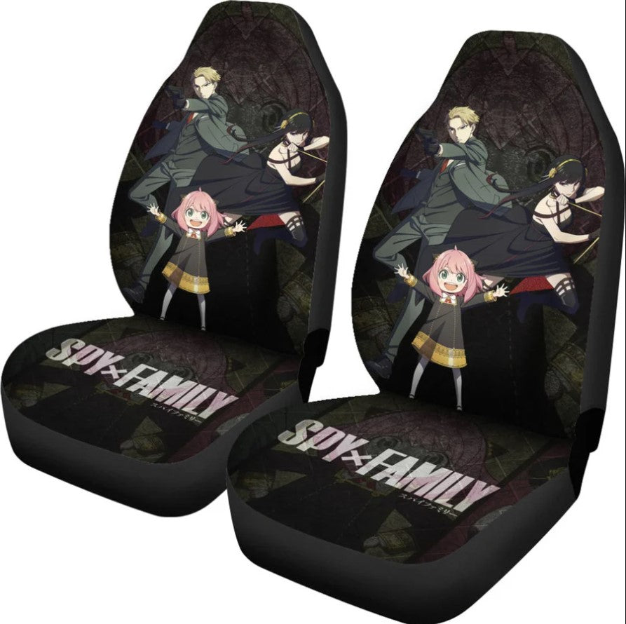 Spy X Family Car Seat Covers Loid Yor And Anya Forger Fight Seat Covers Black