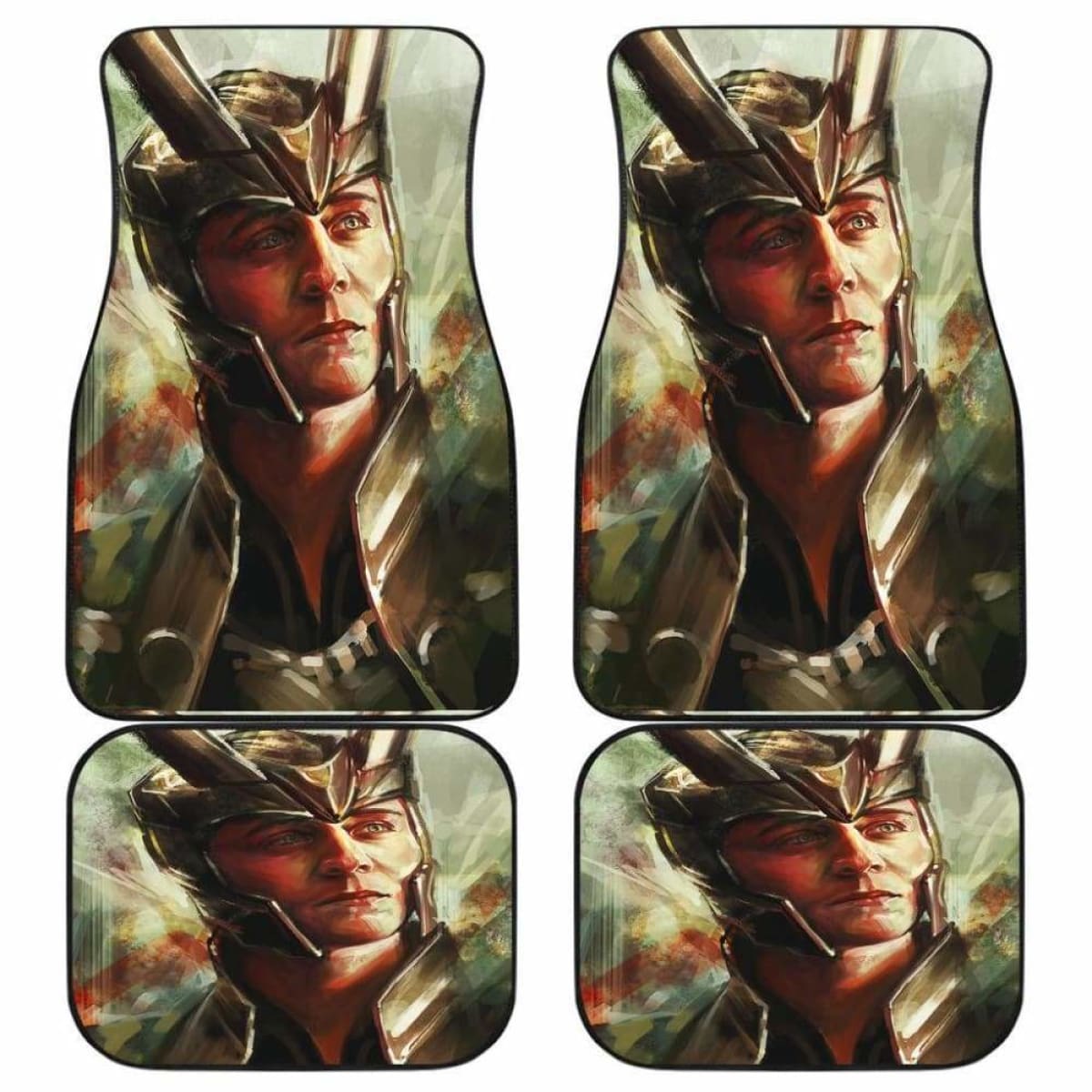 MV Car Floor Mats MV Loki Character With Full Helmet Art Car Mats