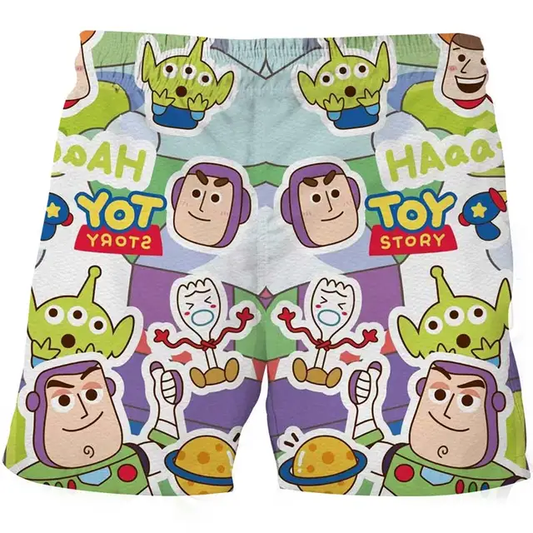 Toy Story Shorts Toy Story Cute Characters Pattern Beach Shorts Colorful