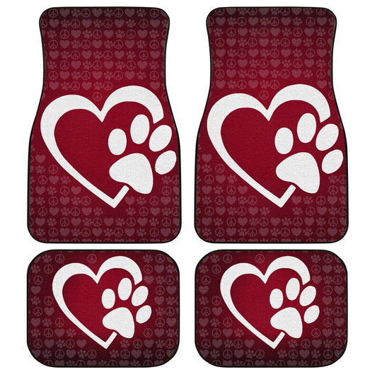 Dog Car Floor Mats Love Dog Pawprint Peace Sign Pattern Car Mats