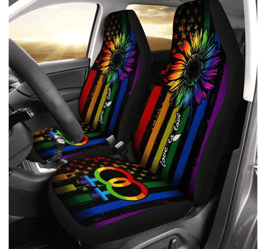 LGBT Car Seat Covers Love Is Love Sunflower American Flag Seat Covers Colorful