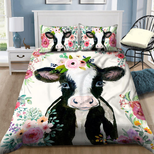 Cow Bedding Set Beautiful Cow With Flower Duvet Covers White Unique Gift