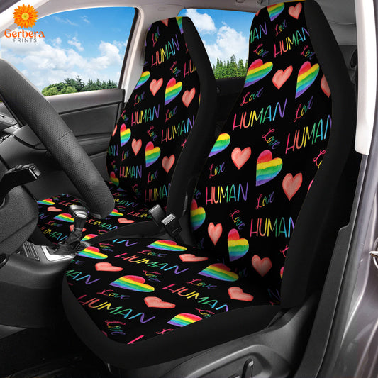 LGBT Car Seat Covers Love Human Heart Shape Pattern Seat Covers Black