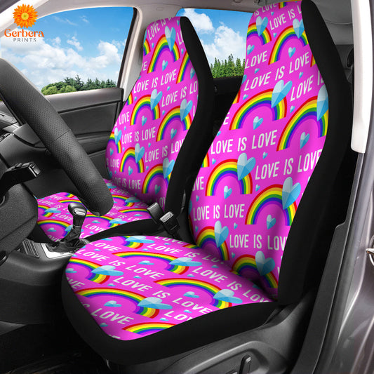 LGBT Car Seat Covers Love Is Love LGBT Rainbow Pattern Seat Covers Pink