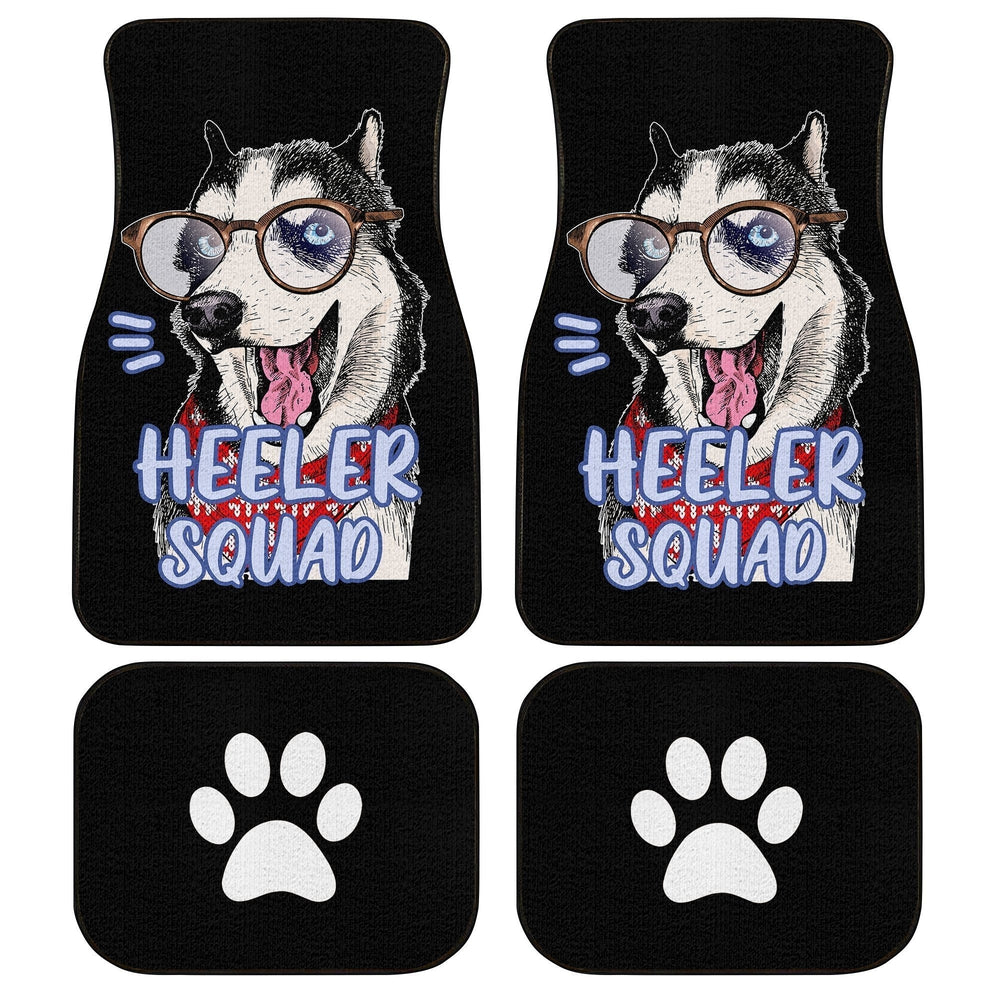 Dog Car Floor Mats Funny Husky Dog With Glasses Heeler Squad Car Mats
