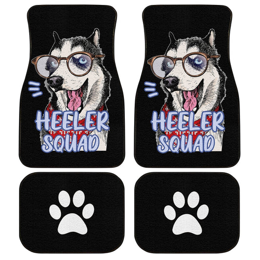 Dog Car Floor Mats Funny Husky Dog With Glasses Heeler Squad Car Mats