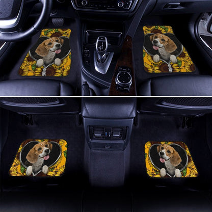 Dog Car Floor Mats Lovely Sunflower Beagle In Zipper Pattern Car Mats